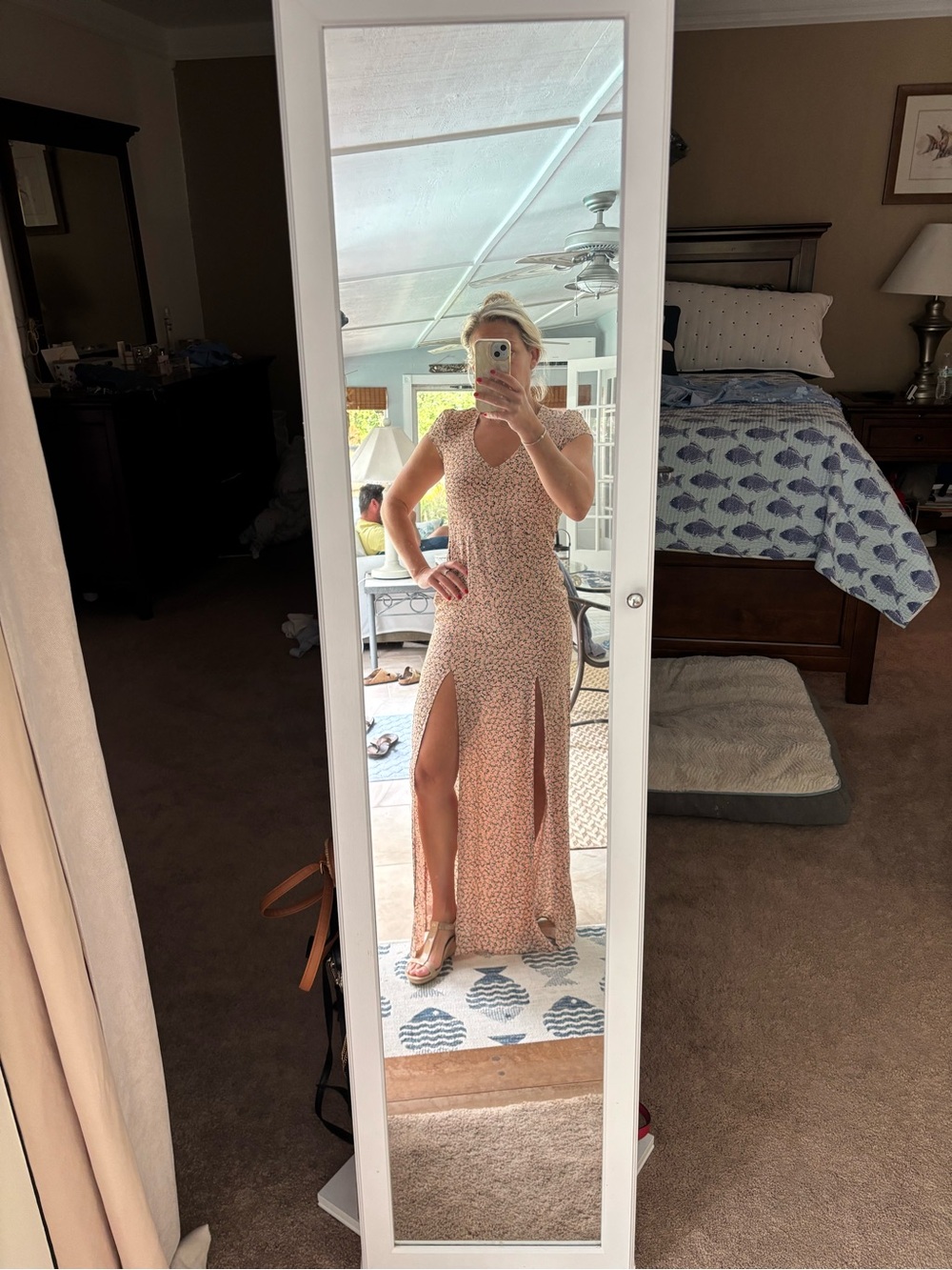 For Love & Lemon Floral Split Maxi Dress in Blush